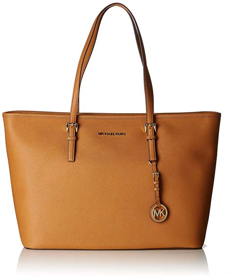 michael kors jet set saffiano top zip medium coffee totes|Michael Kors saffiano large.